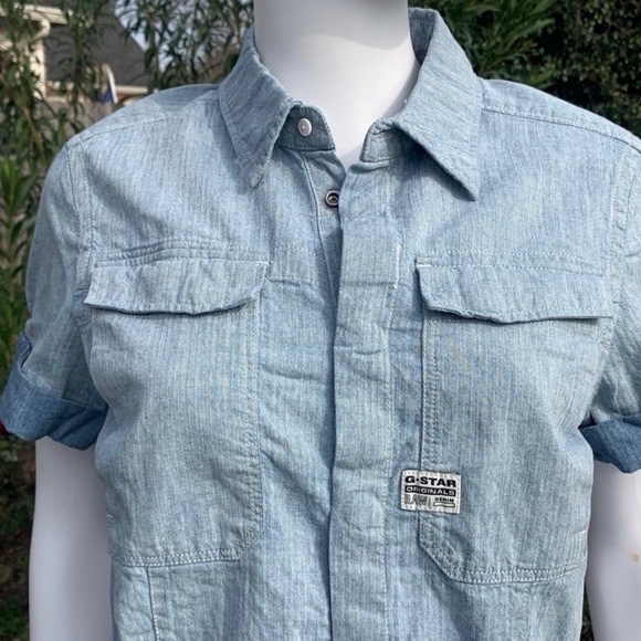 💋NWT G-STAR Raw Denim Utility Snap Organic Cotton Romper - Picture 4 of 15